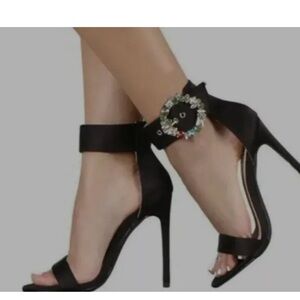 Liliana Irina-22 Satin Jewel Ankle Cuff Stiletto High Heel Pumps Size 7. New 216